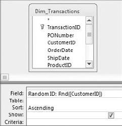 Start by creating a Random ID field using the Rnd function with the Customer_Number field.