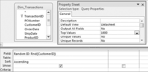 Limit the number of records returned by setting the Top Values property of the query.