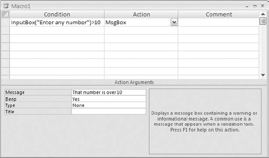 Evaluating a condition in Access 2007.