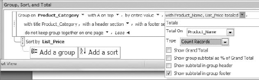 Your completed Totals dialog box