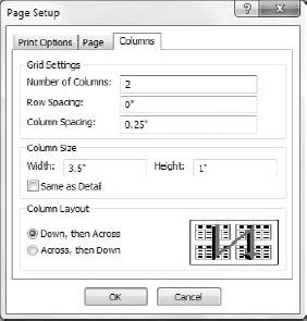 The Columns dialog box allows you to define multi-column layouts.