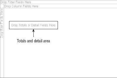 The Totals and Detail area calculates fields and stores record details.