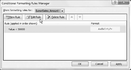 The Edit Rule option allows you to edit an existing conditional formatting rule.