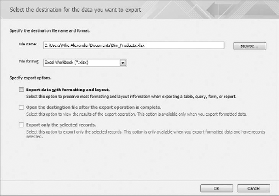 Export Data to Excel wizard in Access.