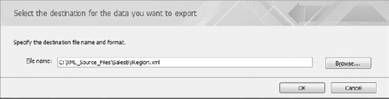 Activate the Export-XML File dialog box and specify a location to save your XML File.