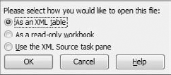 Choose to open your XML document as an XML table.