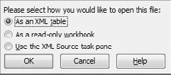 Choose to open your XML document as an XML table.