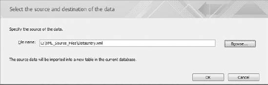 Specify the file path of the XML file to be imported.