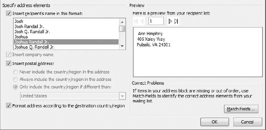 Configure the format of the address block.