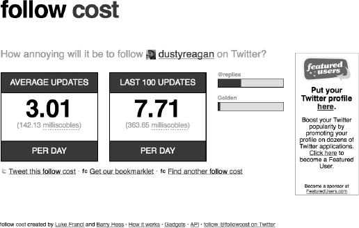 Follow Cost finds how frequently other users tweet.