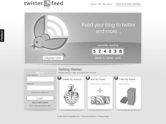 Twitterfeed pushes RSS feeds.