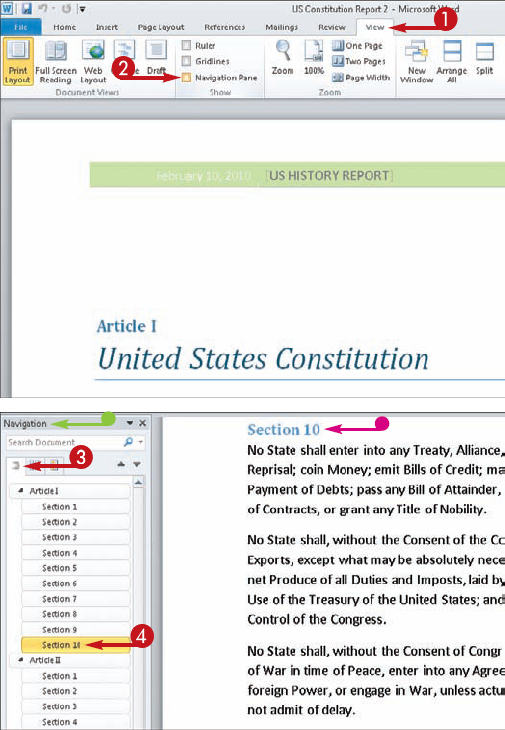 Navigate Long Documents with the Navigation Pane