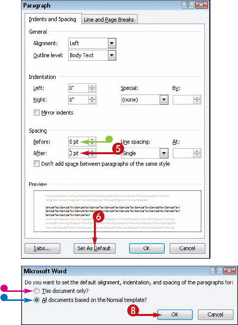 Set a New Default Line Spacing