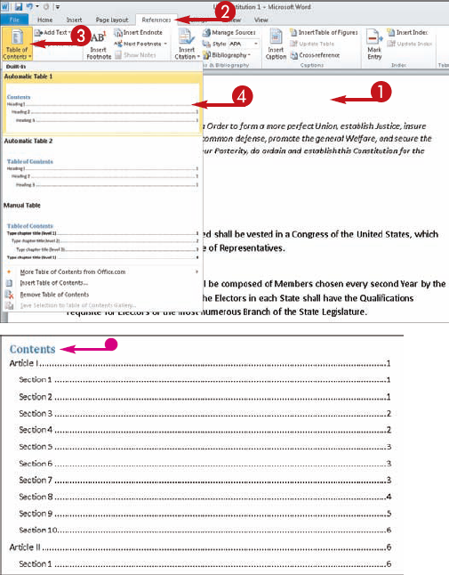 Generate a Table of Contents