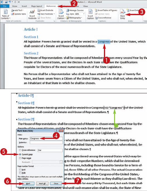 Mark a Word or Phrase for an Index