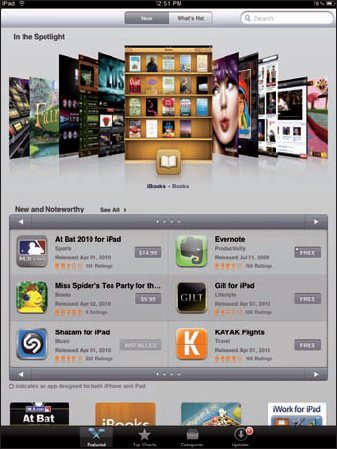 The icons across the bottom represent the four sections of the App Store.