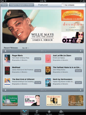 The featured page for Biographies & Memoirs is pushing a bio on the Say Hey Kid.