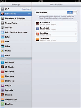 Notify the iPad of your Notification intentions.