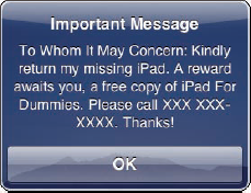 An appeal to return the iPad.