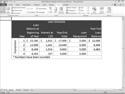 Show or Hide Gridlines, Headings, or the Formula Bar