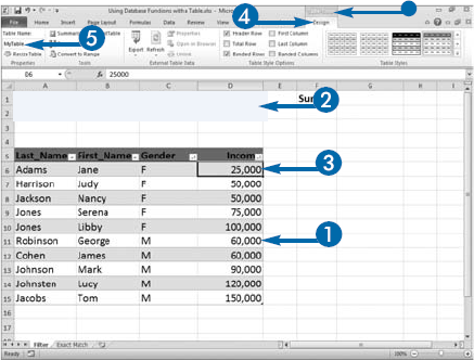 Using Database Functions with a Table