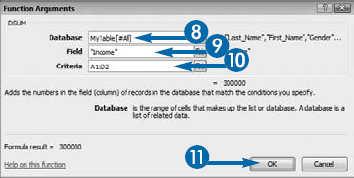 Using Database Functions with a Table