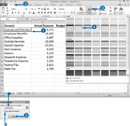 Define Data as a Table