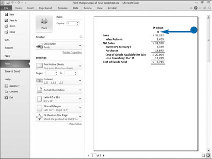 Print Multiple Areas of Your Worksheet