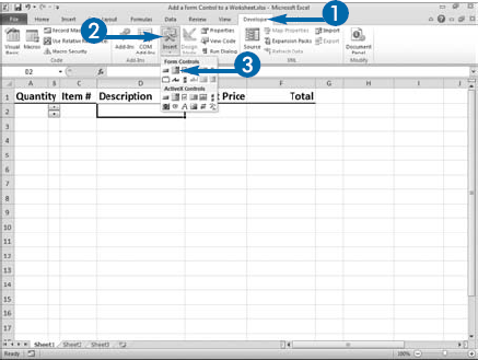 Add a Form Control to a Worksheet