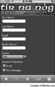 Put an e-mail list sign-up form on your mobile Web site.