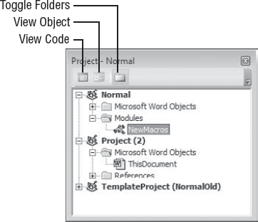 Use the Project Explorer to navigate to the module you want to work with.