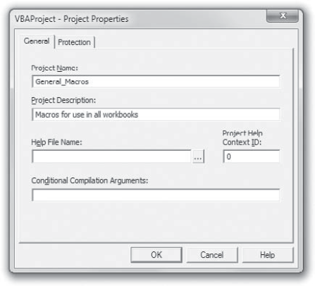 Use the Project Properties dialog box to view and set the properties for a project and to lock a project against change.