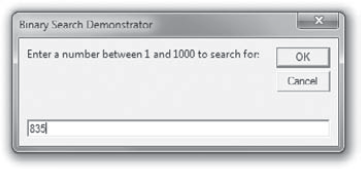 The Binary_Search_of_Array procedure prompts the user to enter a number between 1 and 1000.