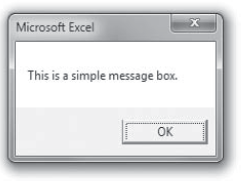 When you use only the prompt argument to display a simple message box, VBA uses the application's name as the title.