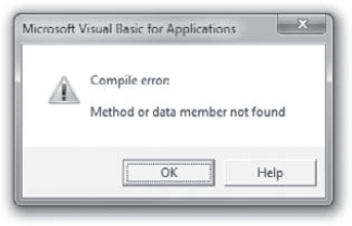 The "Method or data member not found" error tells you that you've used a method or property that isn't available for the object in question.