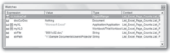 Use the Watch window to track the values of variables and expressions in your code.