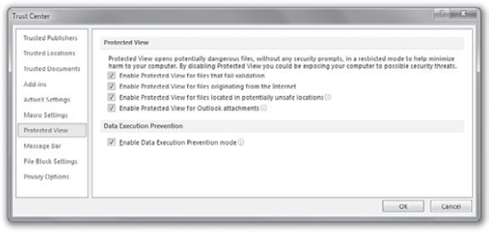 Protected View puts potentially dangerous documents in a sandbox.