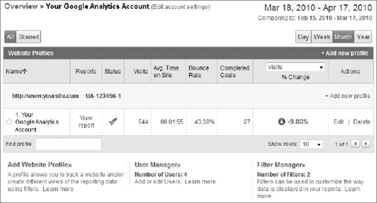 The Overview screen in Google Analytics