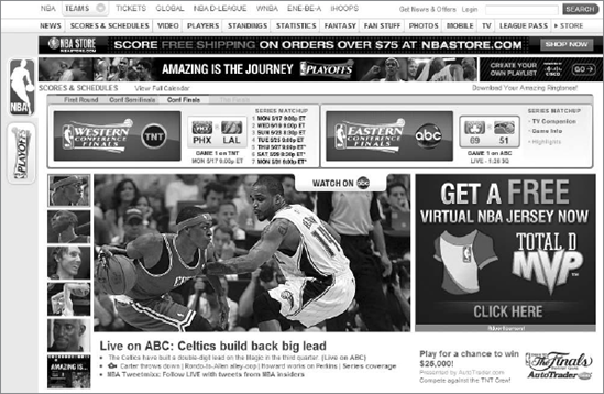 The original NBA homepage
