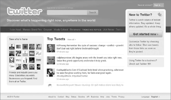 Twitter's homepage