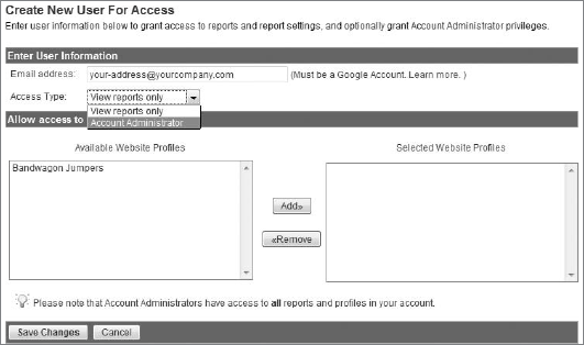 Assigning administrative rights to a Google Analytics account