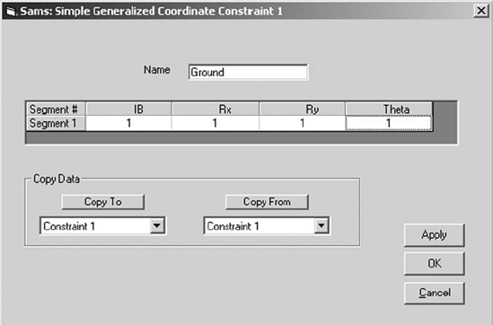 Simple generalized coordinate constraints