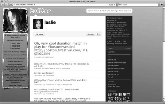 @Leslie's extended profile information contained in a background image.