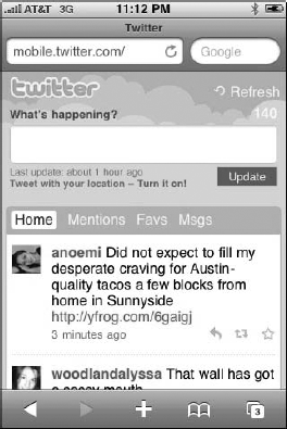 The robust iPhone m.twitter.com Web site.