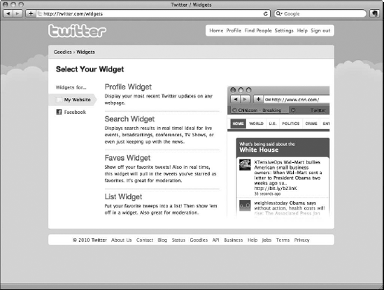 You can put the Twitter.com widget on a blog.