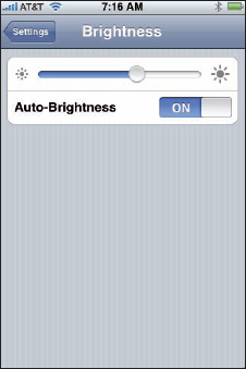 Sliding this control adjusts screen brightness.