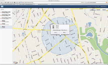 Locating a lost iPhone.