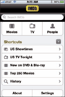 The IMDb home screen can be customized to your liking.