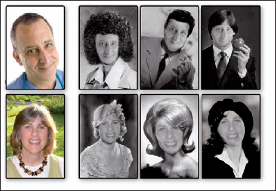 The original photos of Bob and his wife Lisa are on the far left; the three OldBooth images of each appear to the right of them.