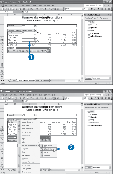 Display the Details Behind PivotTable Data